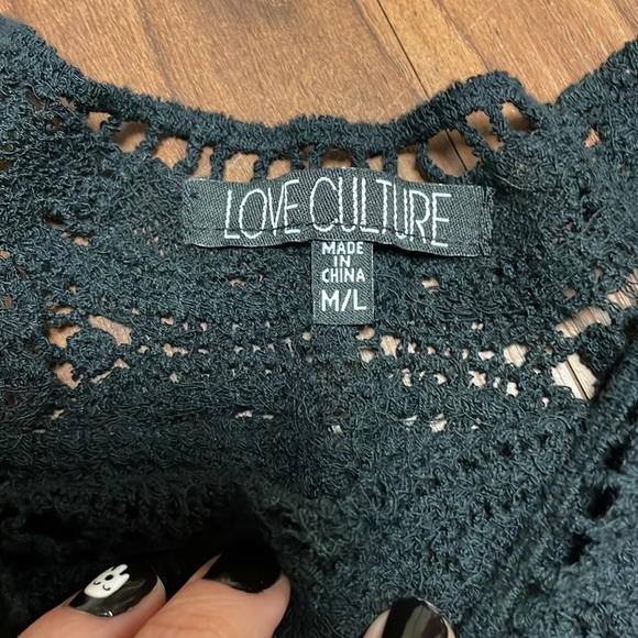 Black Knit Swim Top Coverup - Picture 2 of 3